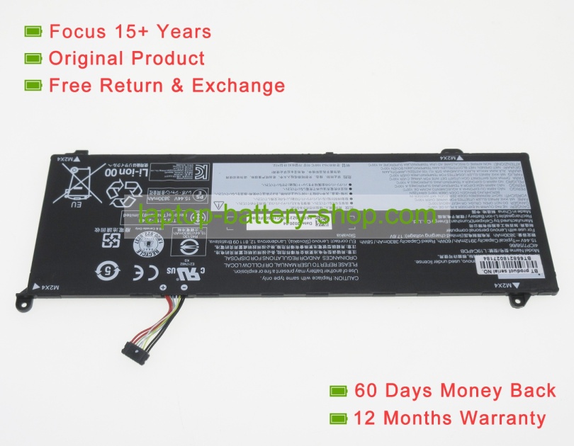 Lenovo L19M4PDB, L19C4PDB 15.44V 3912mAh original batteries - Click Image to Close