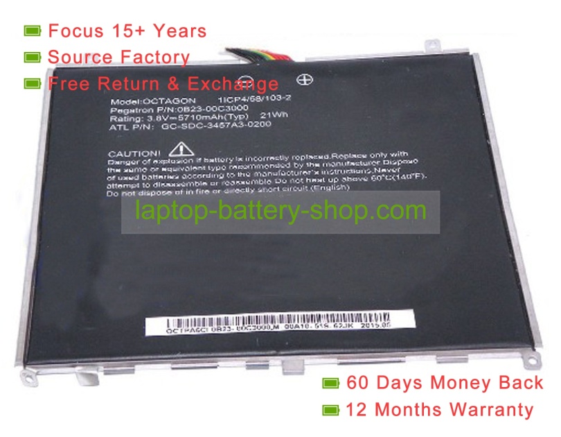 Other GC-SDC-3457A3-0200, OB23-00C3000 3.8V 5710mAh original batteries - Click Image to Close
