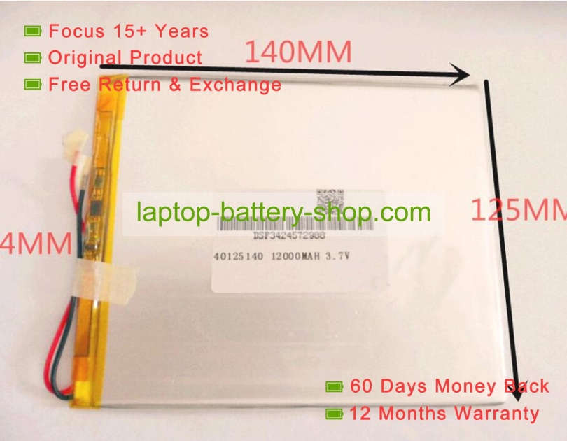 Other 40125140 3.7V 12000mAh original batteries - Click Image to Close