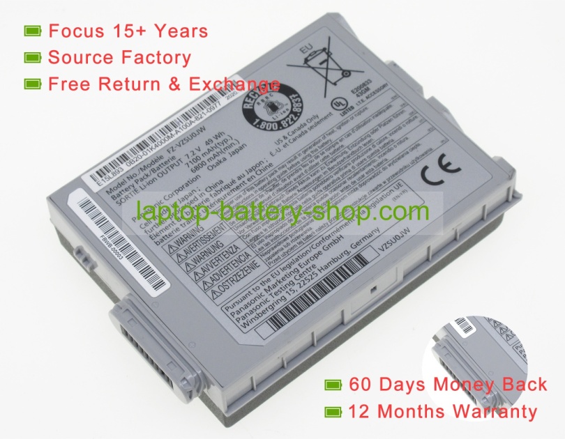 Panasonic FZ-VZSU0JJS, FZ-VZSU0JW 7.2V 6800mAh original batteries - Click Image to Close