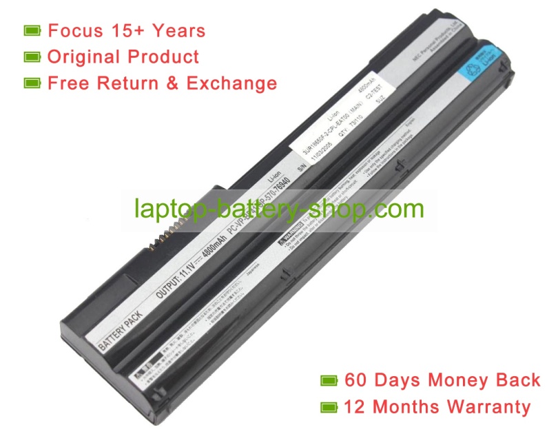 Nec OP-570-76940, PC-VP-BP41 11.1V 4800mAh original batteries - Click Image to Close