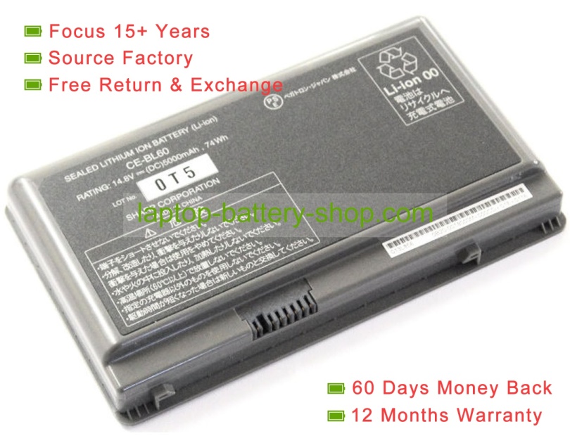Sharp PC-BM10, CE-BL60 14.8V 5000mAh original batteries - Click Image to Close
