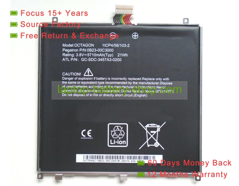 Genuine OCTAGON, 0B23-00C3000 3.8V 5710mAh original batteries - Click Image to Close