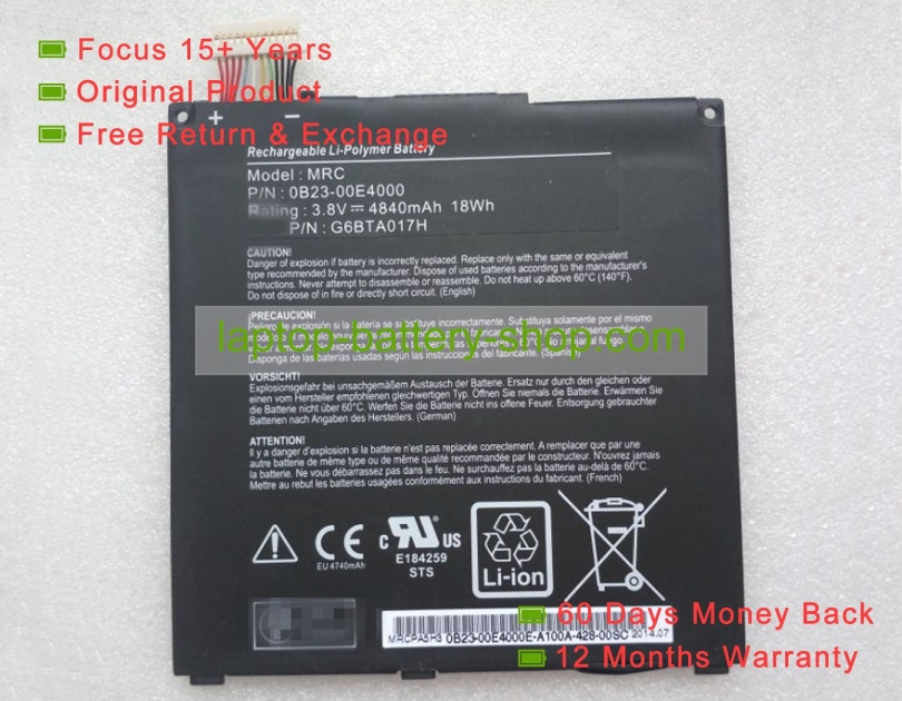 Other MRC, 0B23-00E4000 3.8V 4840mAh original batteries - Click Image to Close