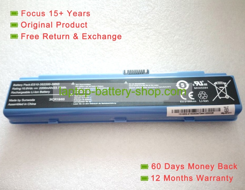 Hasee ES10-3S2200-B1B1, ES10-3S2200-S4N3 10.8V 2200mAh original batteries - Click Image to Close