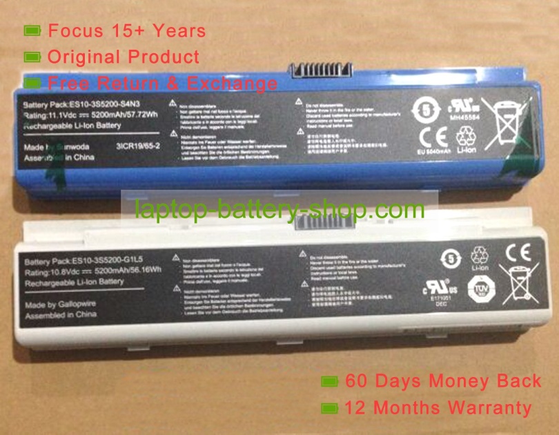 Hasee ES10-3S4400-B1B1, ES10-3S4400-S1L3 11.1V 5200mAh original batteries - Click Image to Close