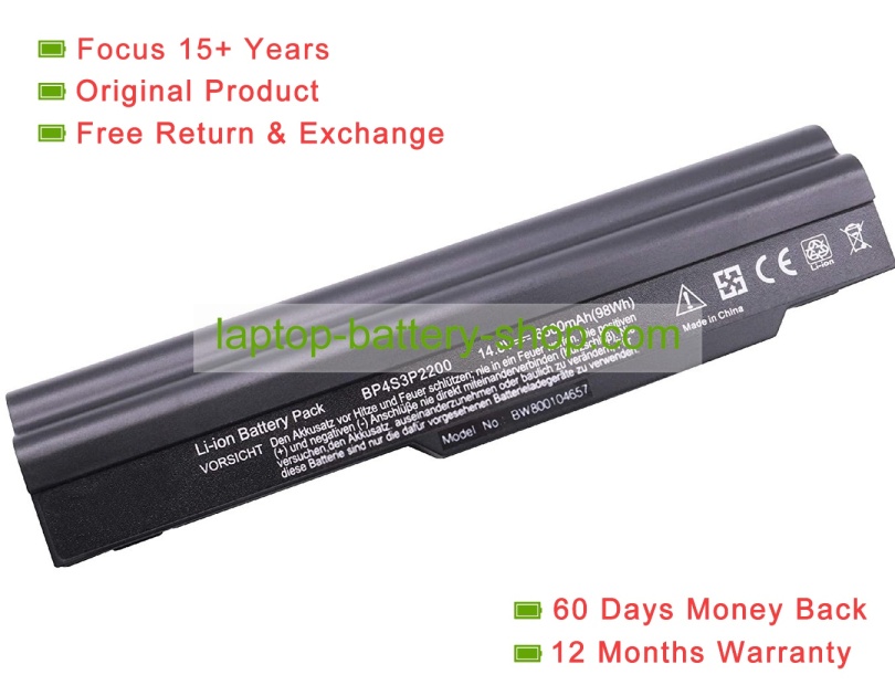 Medion BP4S3P2200, ICR18650NH 14.8V 6600mAh original batteries - Click Image to Close