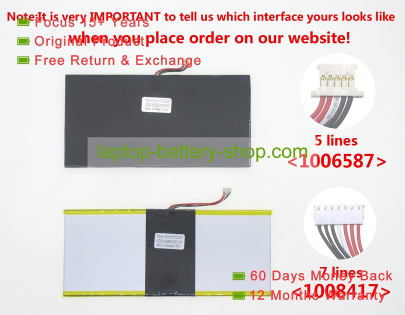 Onda 35100220, OI111 3.8V 8000mAh original batteries - Click Image to Close