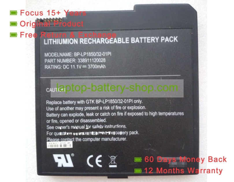 Getac BP-LP1850/32-01PI 11.1V 3700mAh original batteries - Click Image to Close