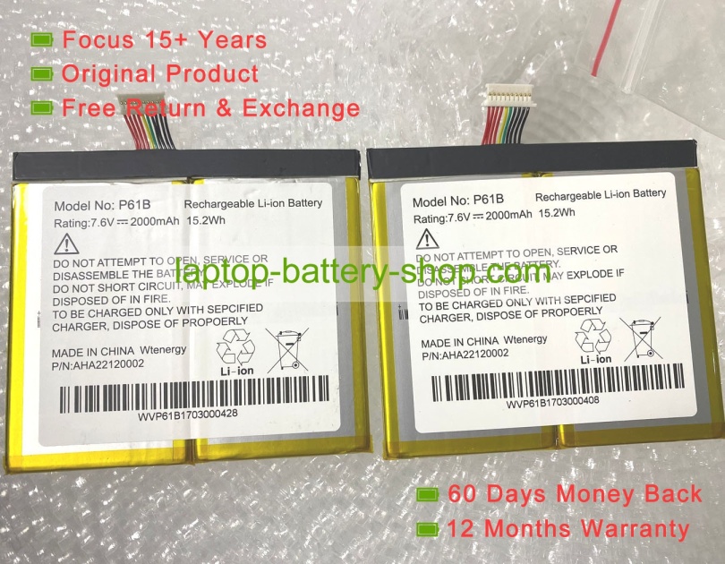 Other AHA22120002, P61B 7.6V 2000mAh original batteries - Click Image to Close