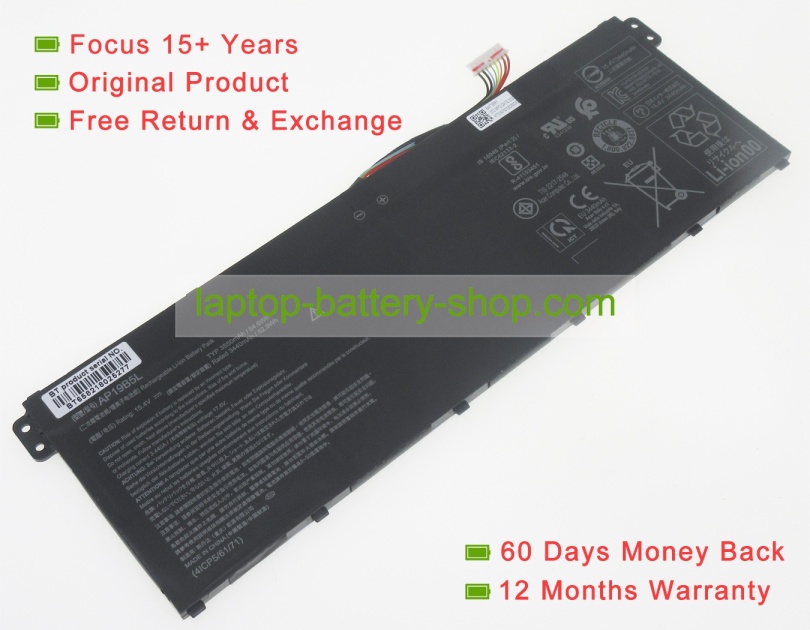 Acer AP19B5L, KT00405010 15.4V 3550mAh original batteries - Click Image to Close