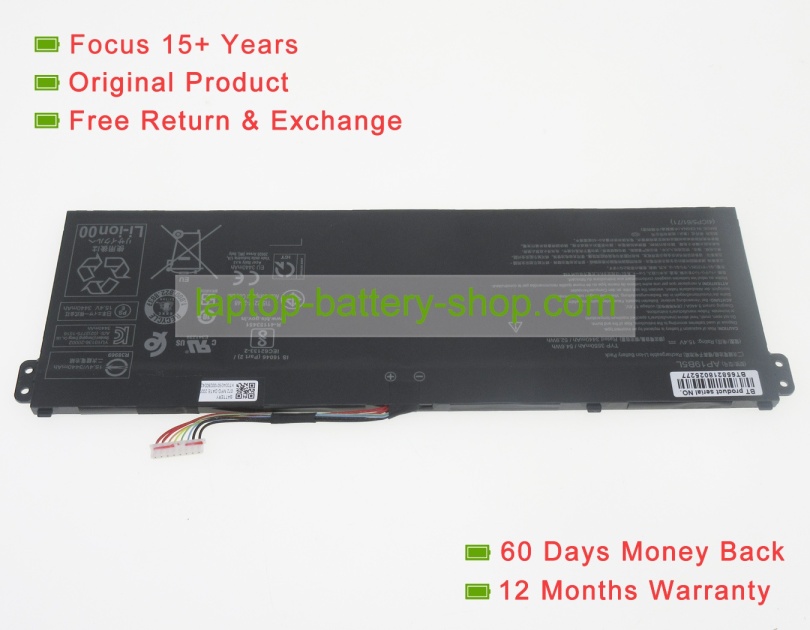 Acer AP19B5L, KT00405010 15.4V 3550mAh original batteries - Click Image to Close