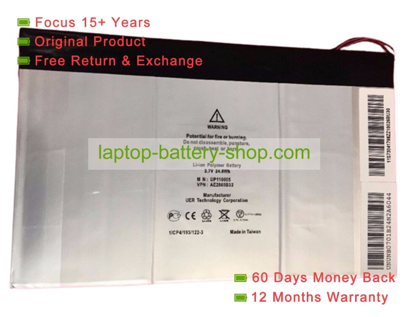 Other UP110005, AE2865B30 3.7V 6700mAh original batteries - Click Image to Close