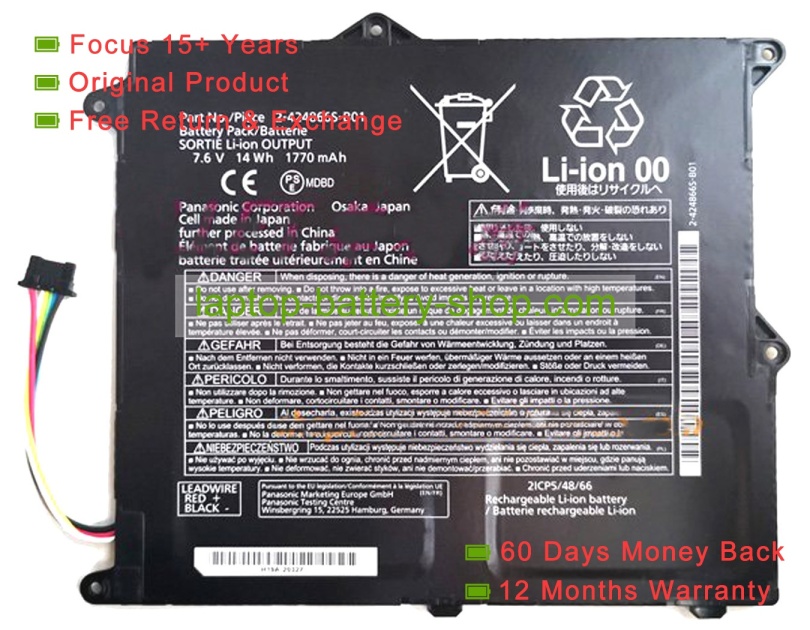 Panasonic 2-424866S-B01 7.6V 1770mAh original batteries - Click Image to Close