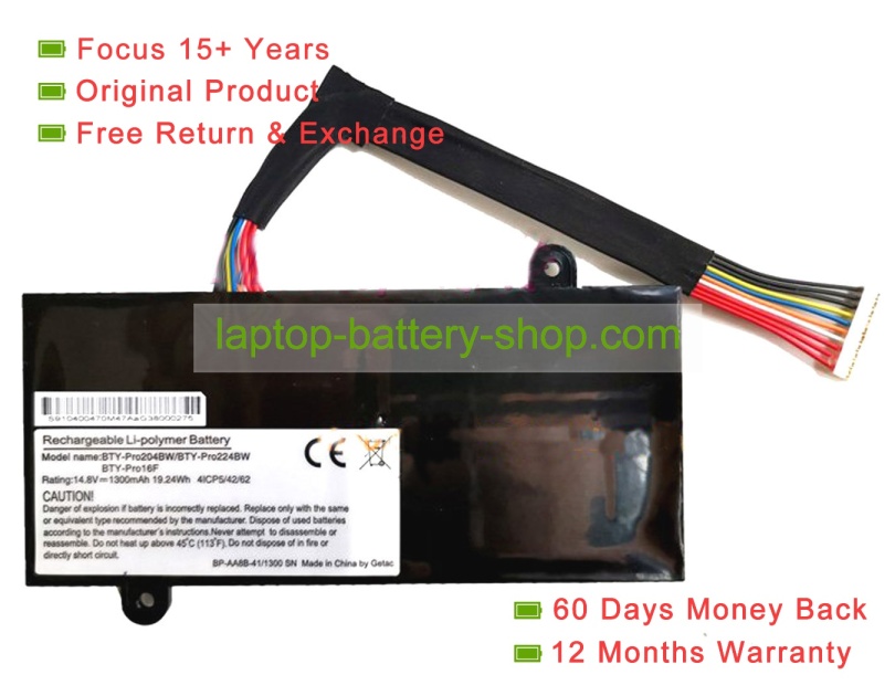 Getac BTY-Pro204BW, BTY-Pro224BW 14.8V 1300mAh original batteries - Click Image to Close