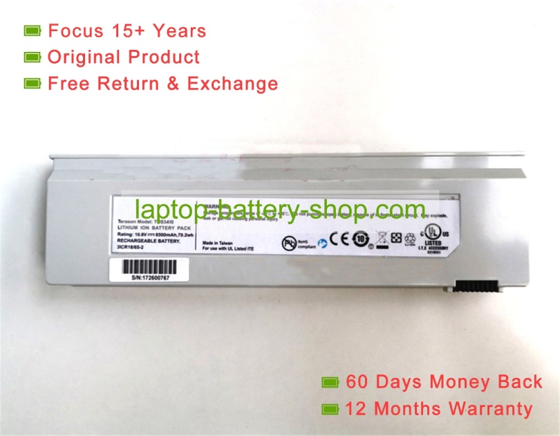 Other 3ICR18/65-2, TUS3410 10.8V 6500mAh original batteries - Click Image to Close