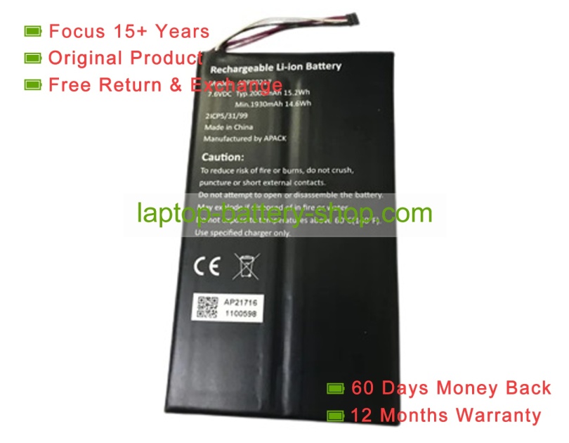 Other App00217 7.6V 2000mAh original batteries - Click Image to Close