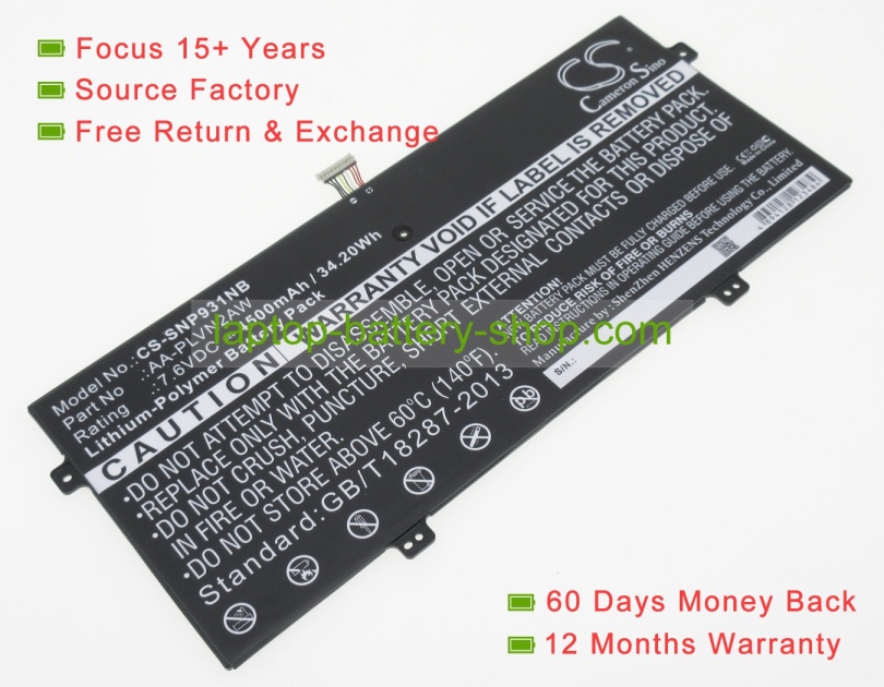 Samsung AA-PLVN2AW, 2ICP3/108/118 7.6V 4500mAh replacement batteries - Click Image to Close