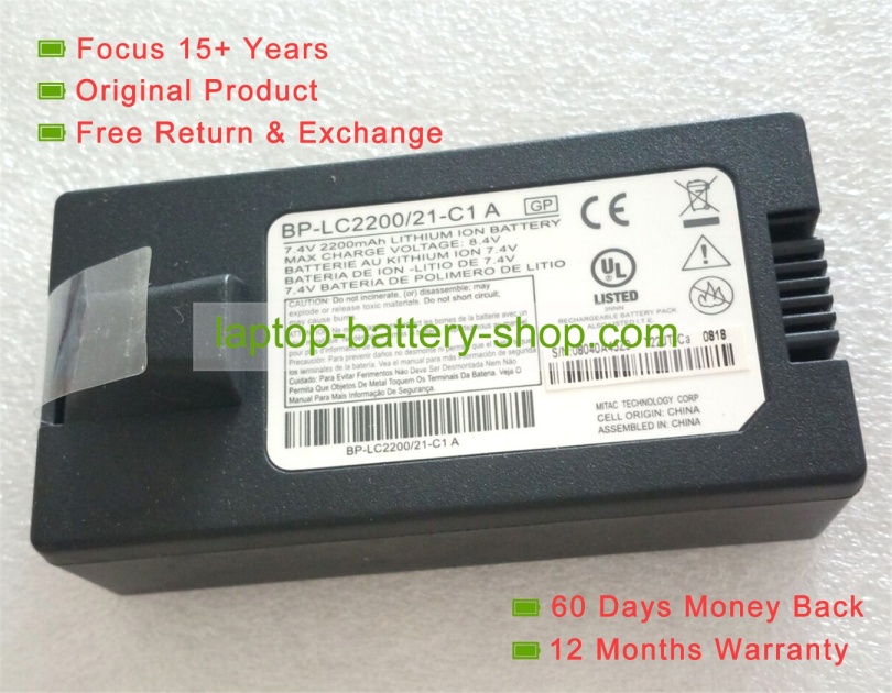 Getac BP-LC2200, BP-LC2200/21-C1 7.4V 2200mAh original batteries - Click Image to Close