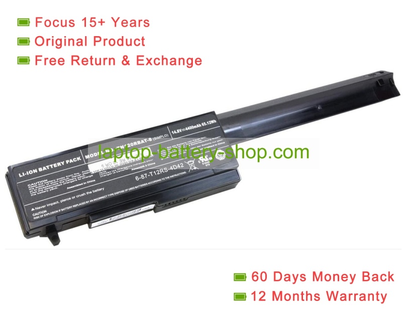 Clevo 6-87-T12RS-4D41, TN120RBAT-8 14.8V 4400mAh original batteries - Click Image to Close