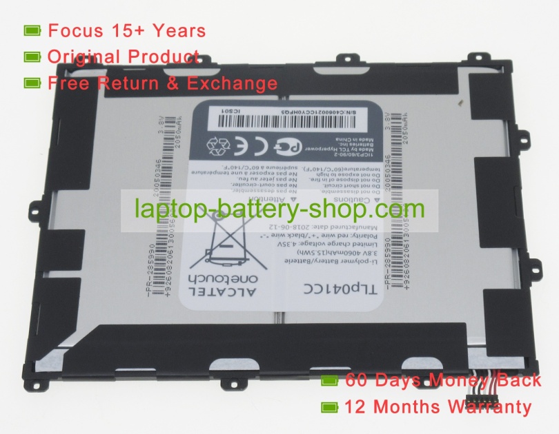 Other TLP041CC, 1ICP3/60/90-2 3.8V 4060mAh original batteries - Click Image to Close