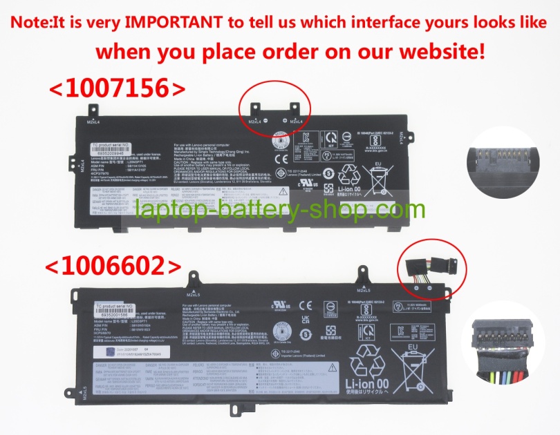 Lenovo L20M3P71, L20C3P71 11.58V 4570mAh original batteries - Click Image to Close