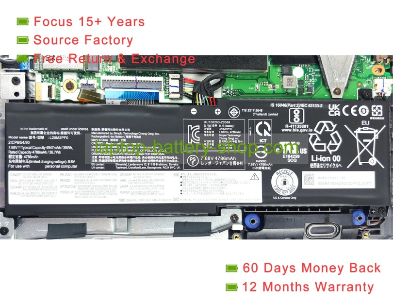 Lenovo L20B2PF0, L20D2PF0 7.68V 4947mAh original batteries - Click Image to Close