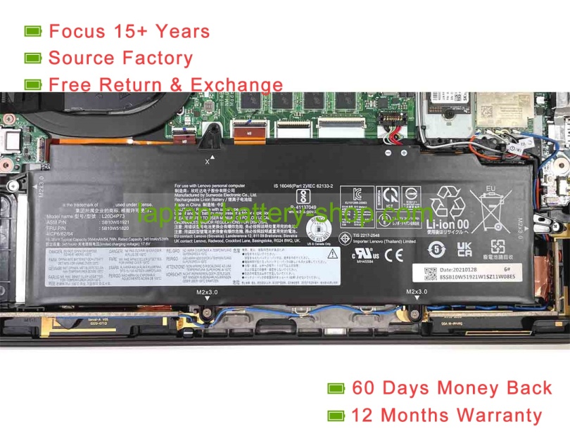 Lenovo 5B10W51855, L20D4P73 15.36V 3564mAh original batteries - Click Image to Close