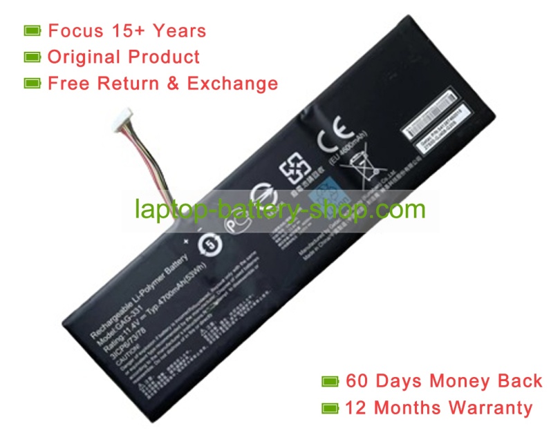 Gigabyte GAG-331 11.4V 4700mAh original batteries - Click Image to Close