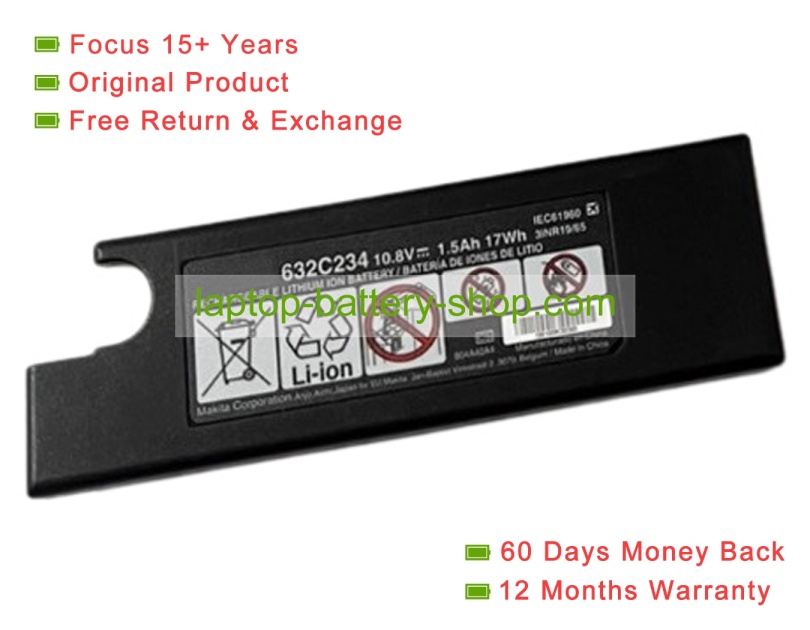 Other IEC61960, 632C234 10.8V 1500mAh original batteries - Click Image to Close