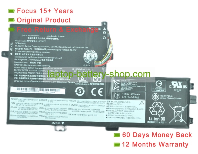 Lenovo L8C3PF7 11.25V 4670mAh original batteries - Click Image to Close