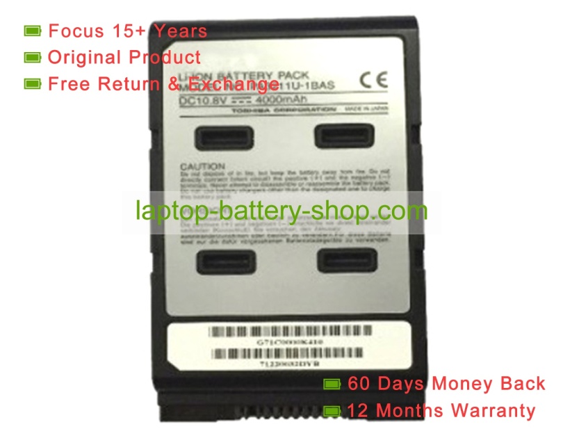 Toshiba PA3123-1BAS, PA3211U-1BAS 10.8V 4000mAh original batteries - Click Image to Close