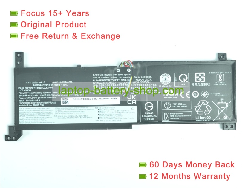 Lenovo L20L2PF2, SSB11B36281 7.68V 4947mAh original batteries - Click Image to Close