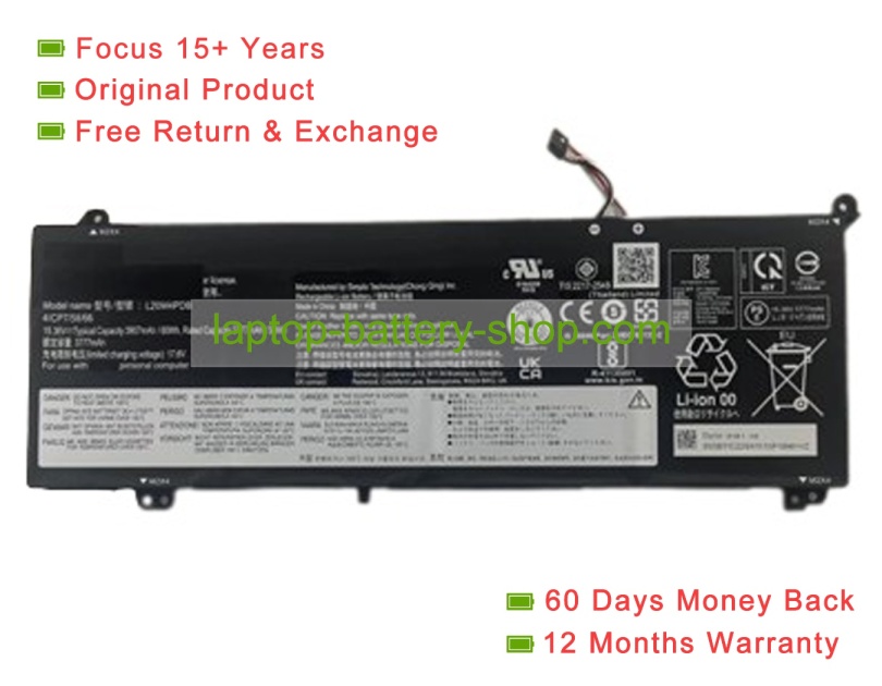 Lenovo L20L4PDB, L20C4PDB 15.36V 3907mAh original batteries - Click Image to Close