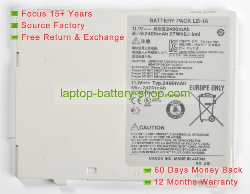 Other LB-1A, F1134J-733 11.1V 2490mAh replacement batteries - Click Image to Close
