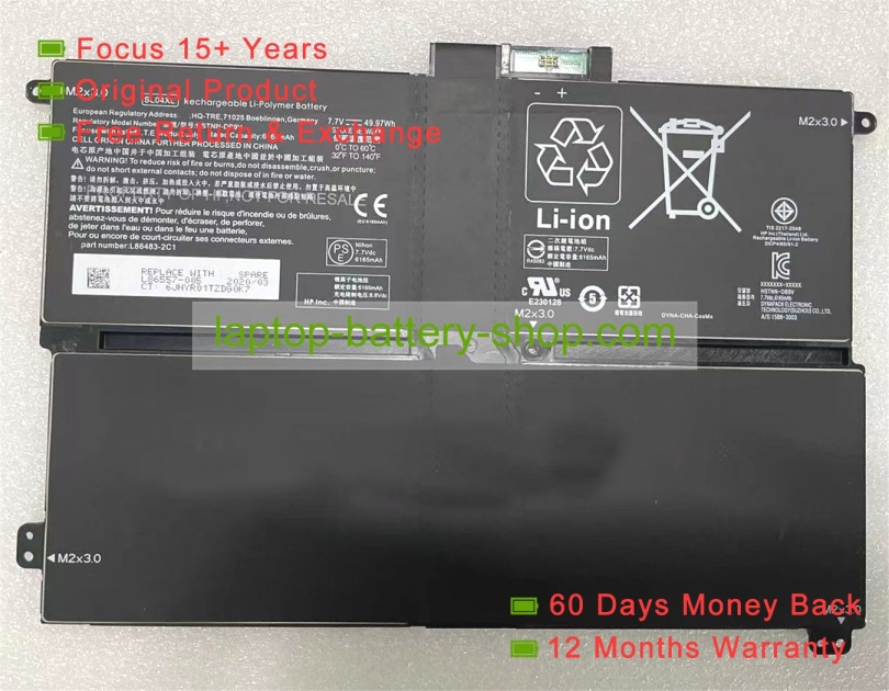 Hp SL04XL, HSTNN-IB3J 7.7V 6165mAh original batteries - Click Image to Close