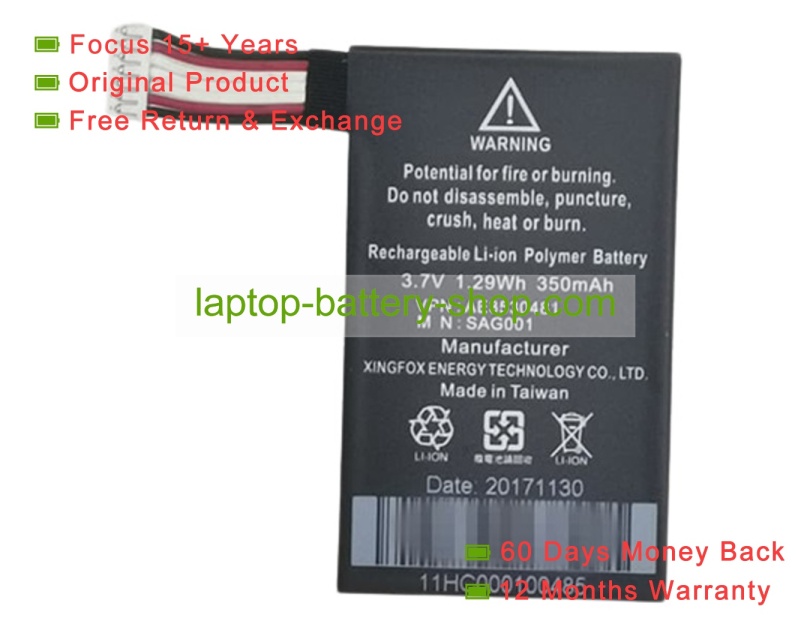 Other AE3530481, SAG001 3.7V 350mAh original batteries - Click Image to Close