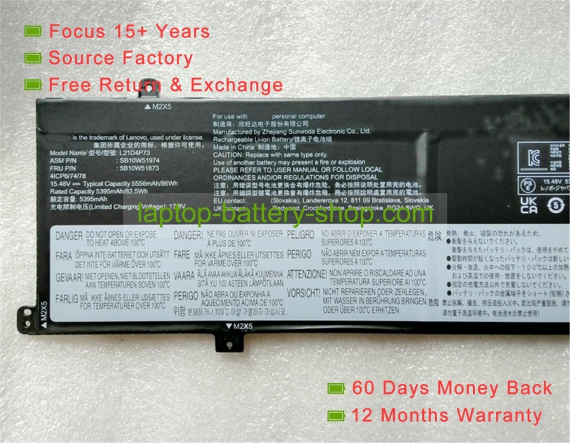 Lenovo L21D4P73, L21C4P73 15.48V 5395mAh original batteries - Click Image to Close