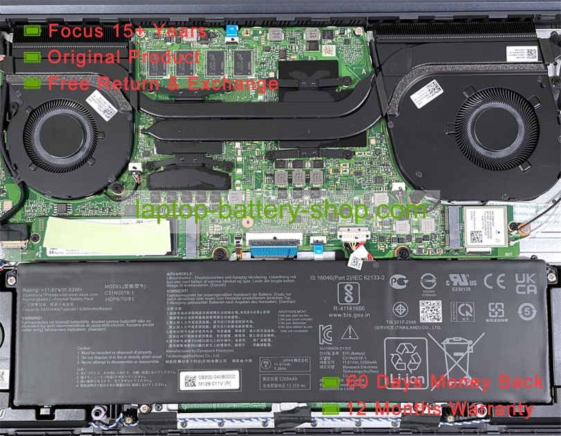 Asus C31N2019, C31N2019-1 11.61V 5260mAh original batteries - Click Image to Close