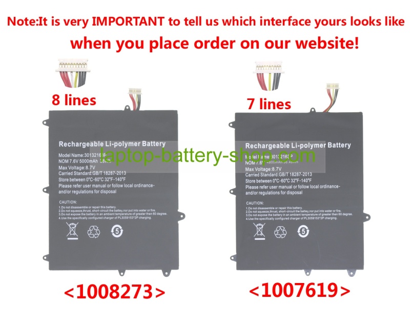 Other HW-3487265, 30132163P 8.7V 4800mAh original batteries - Click Image to Close