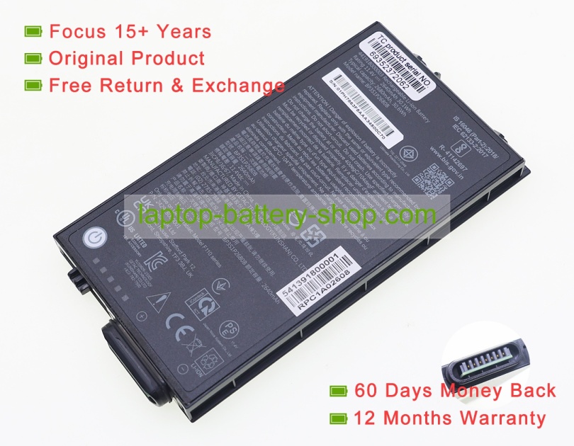 Getac 441918000003, BP3S1P2680B 11.4V 2640mAh original batteries - Click Image to Close