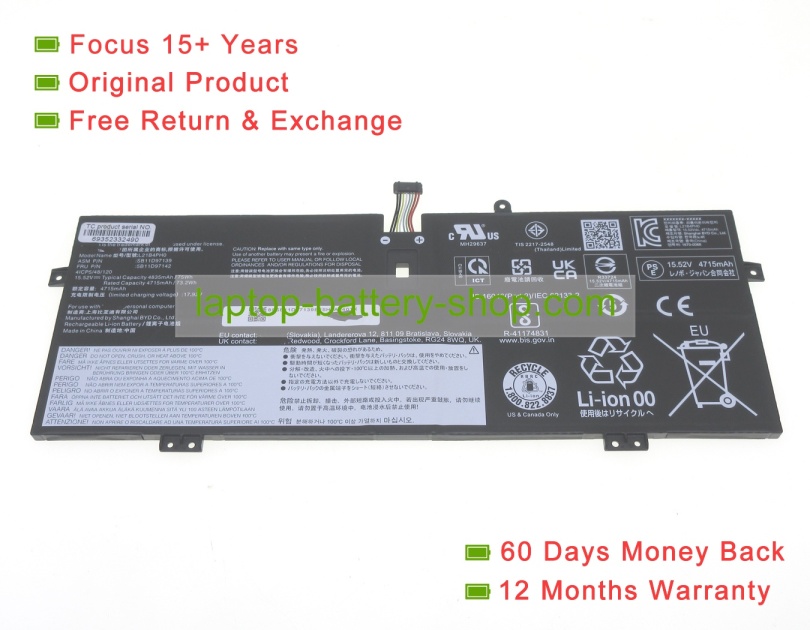 Lenovo L21L4PH0, 5B11D97138 15.52V 4835mAh original batteries - Click Image to Close