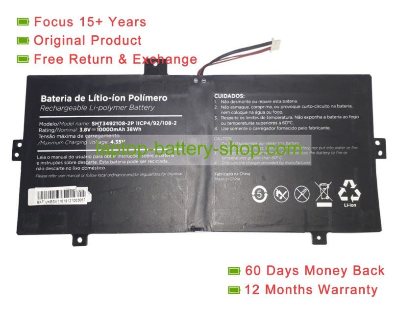 Rtdpart 3492108, SHT3492108 3.8V 10000mAh original batteries - Click Image to Close