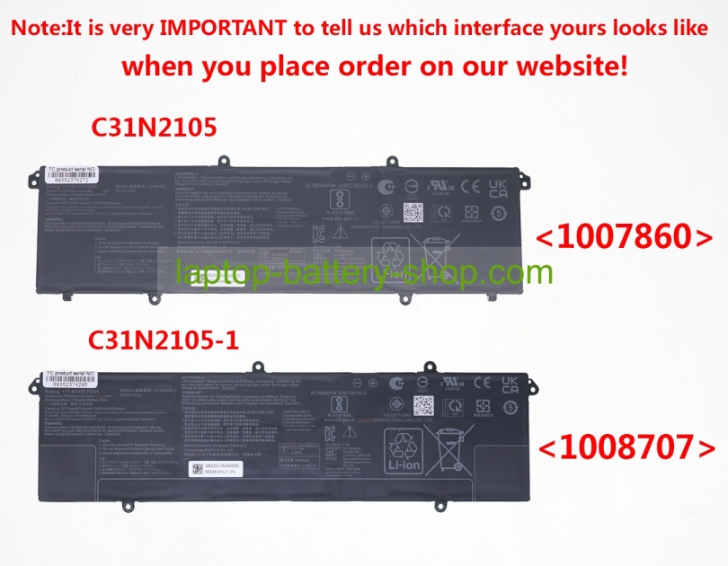 Asus 0B200-04140000, C31N2105 11.61V 5895mAh original batteries - Click Image to Close