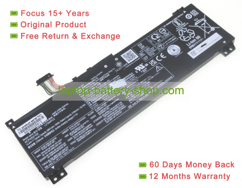 Lenovo L21C4PC0, L21D4PC0 15.44V 3887mAh original batteries - Click Image to Close