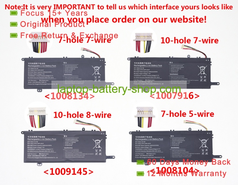 Rtdpart XU156 7.6V 5000mAh original batteries - Click Image to Close