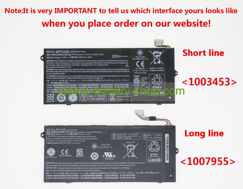 Acer AP13J4K, AP13J3K 11.25V 3920mAh original batteries - Click Image to Close