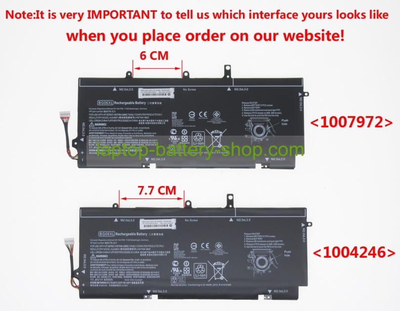 Hp BG06XL, HSTNN-IB6Z 11.4V 3780mAh original batteries - Click Image to Close