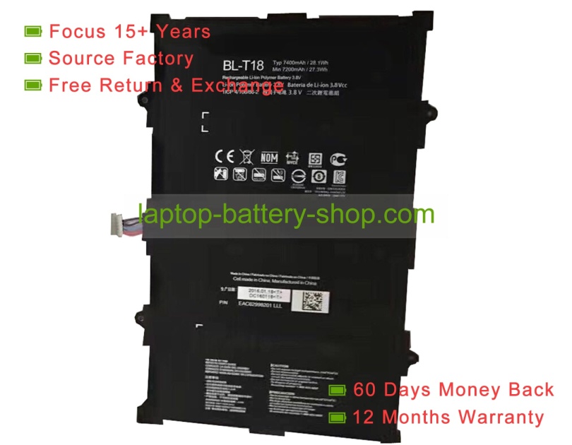 Lg BL-T18, 1ICP4/106/86-2 3.8V 7400mAh original batteries - Click Image to Close