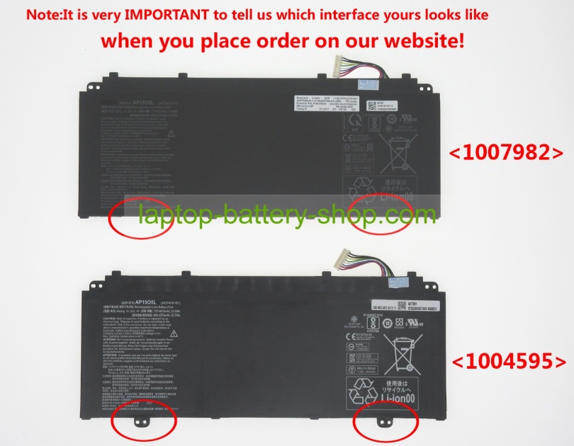 Acer AP15O5L, KT.00305.003 11.55V 4670mAh original batteries - Click Image to Close